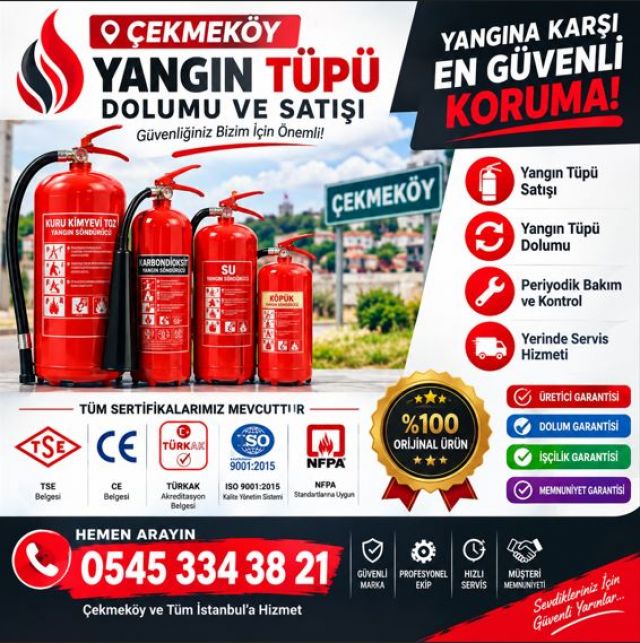 Çekmeköy Yangın Tüpü Kurumsal Satış ve Toplu Ürün Temini